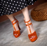 Sandalias vintage con hebilla en forma de T y punta abierta